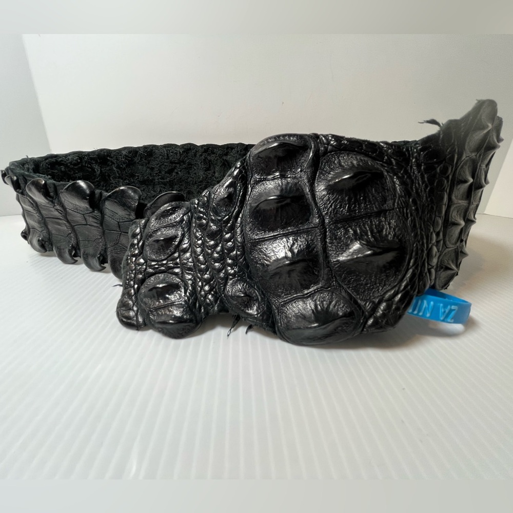 Genuine Alligator Leather Black Tanned Exotic Hornback Hide /Skin - Picture 2 of 16